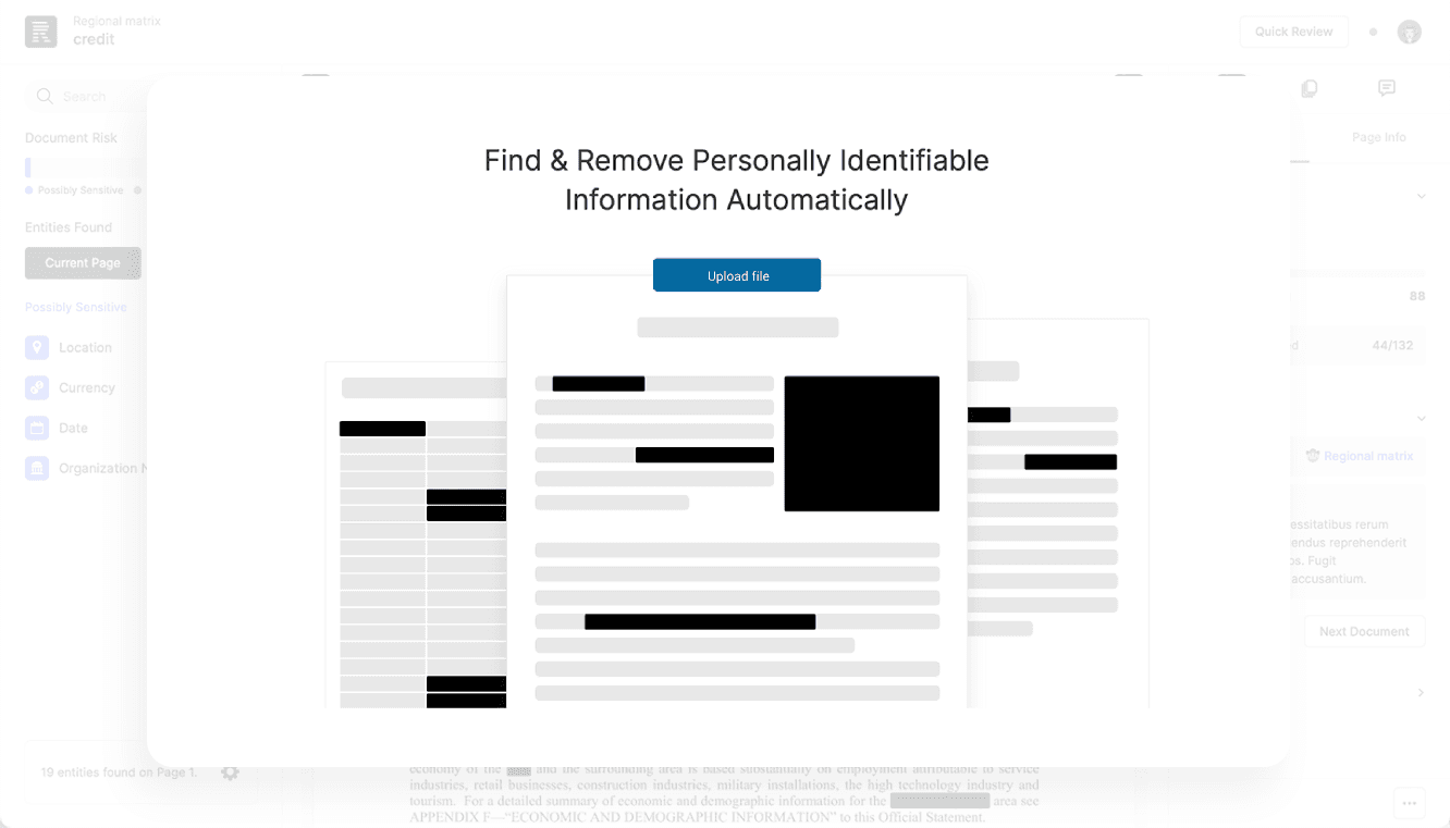 Find and redact PII in documents